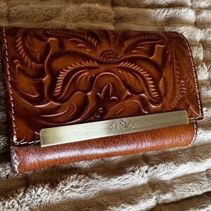Patricia Nash Tooled Cametti Brown Leather Wallet